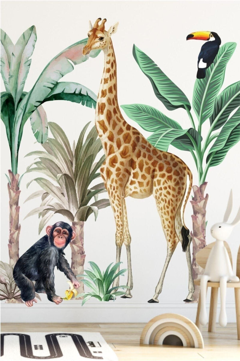 Mega Büyük Boy Tropikal Safari Çocuk Odası Sticker