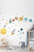 Astronot Ve Gezegenler Mega Set Duvar Sticker