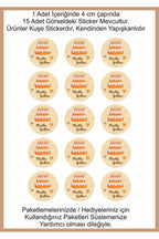 Doğum Günü tebrik sticker seti, 4x4 cm 15 adet Etiket seti
