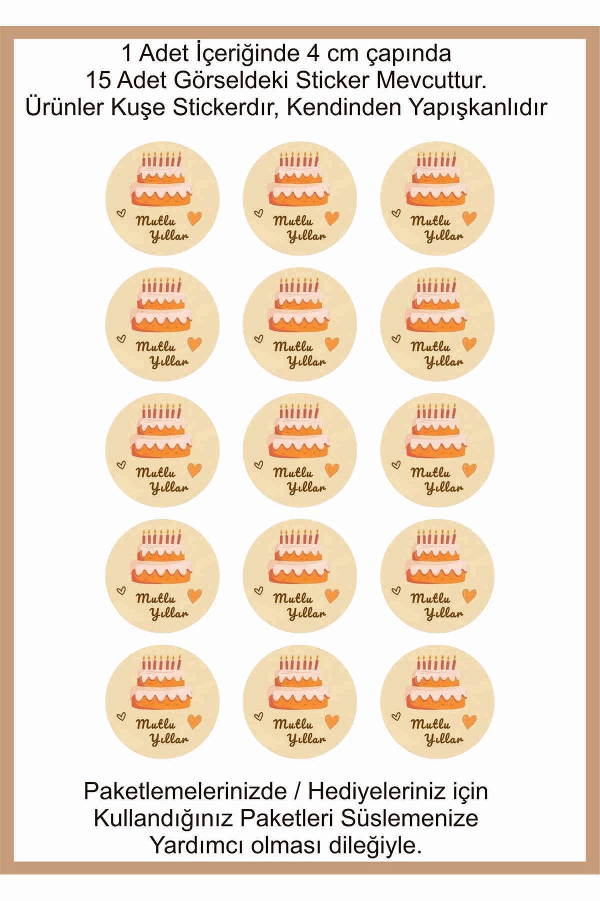 Doğum Günü tebrik sticker seti, 4x4 cm 15 adet Etiket seti
