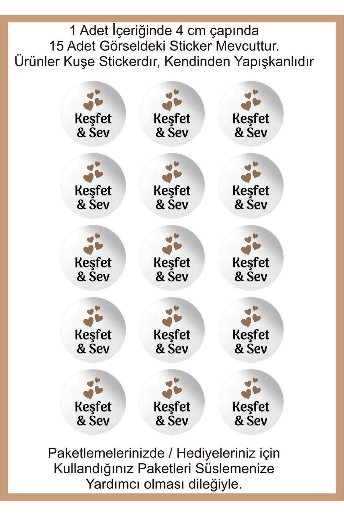 Paketleme Kutularına Özel Tasarım Etiketler 4 cm Çapında 15 Adet