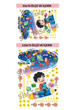 Kalem Uzay-Roket Okula Dönüş Anaokulu Kreş Okul Çocuk Odası Duvar Kapı Sticker
