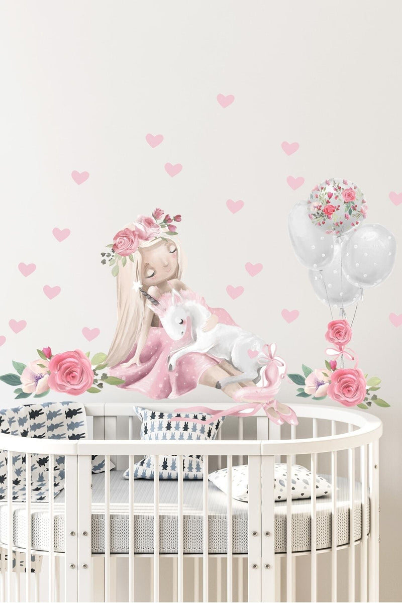 Sm301 Soft Balonlar Peri Kızı Ve Unicorn Duvar Sticker Seti