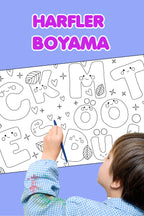 Boyama Harfleri Öğreniyorum Eğlenceli Alfabe Tatil Etkinlik Aktivite Dev Boyama Kağıdı