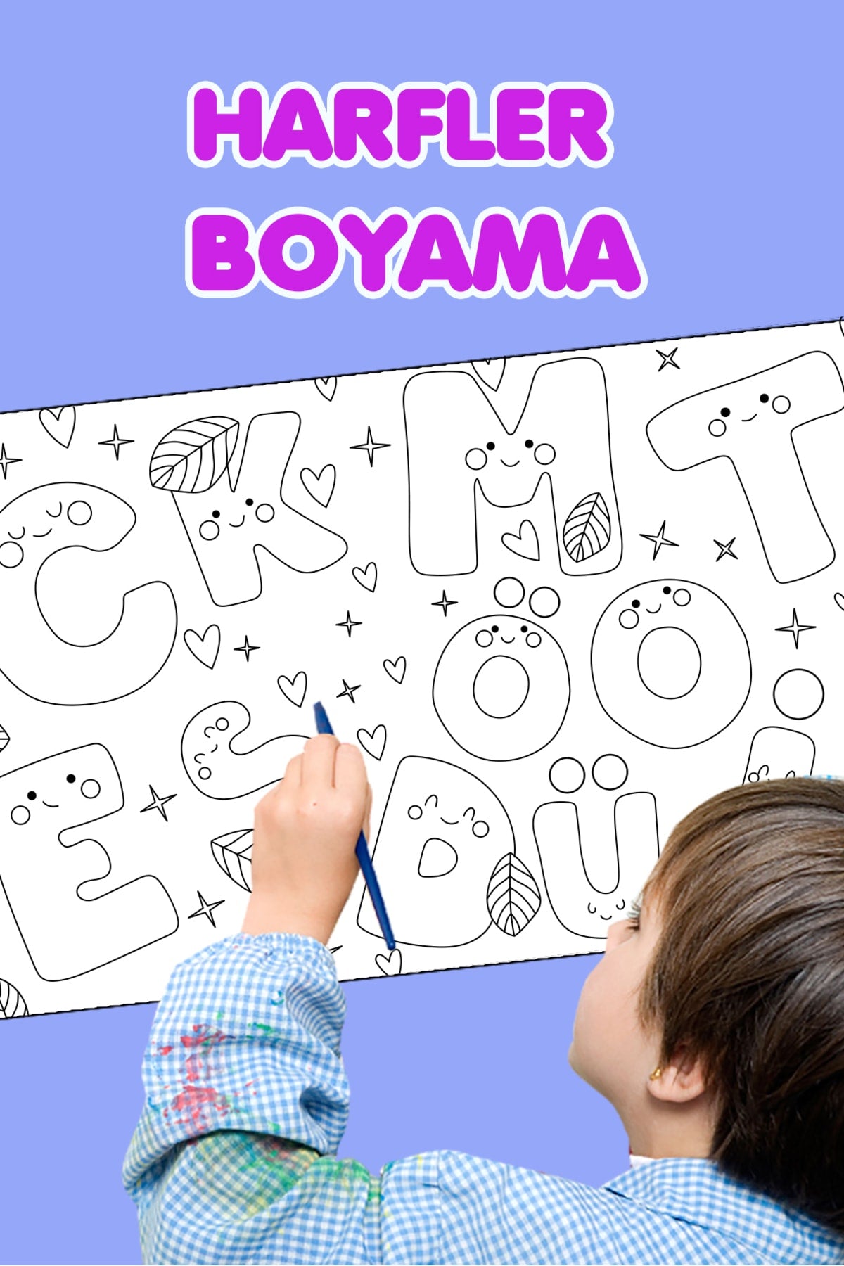 Boyama Harfleri Öğreniyorum Eğlenceli Alfabe Tatil Etkinlik Aktivite Dev Boyama Kağıdı