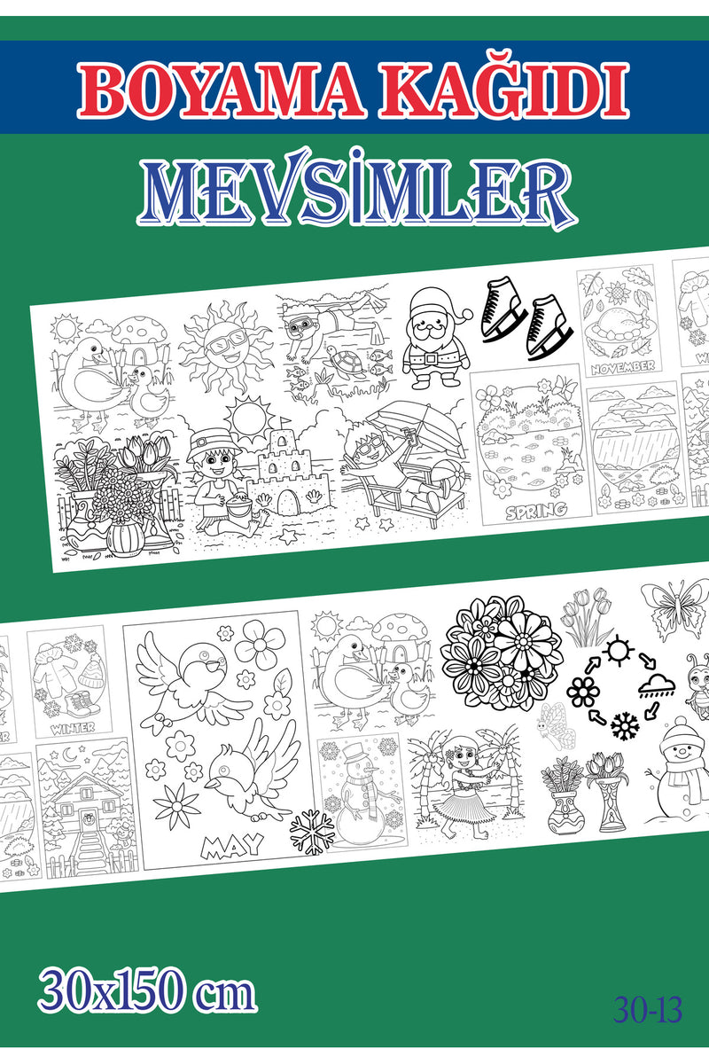 1,5 mt Mevsimler Tema Çocuk Aktivite Dev Boyama Kağıdı