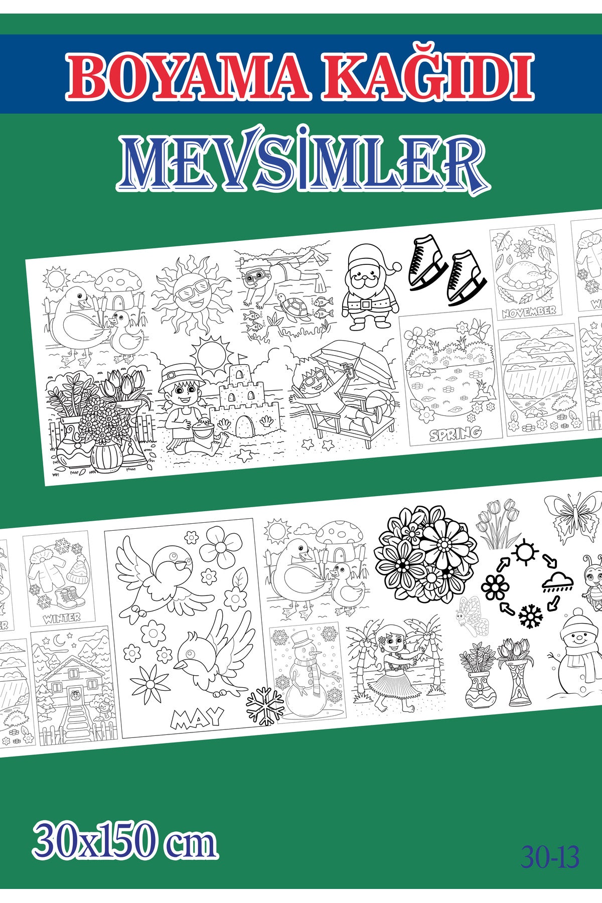 1,5 mt Mevsimler Tema Çocuk Aktivite Dev Boyama Kağıdı