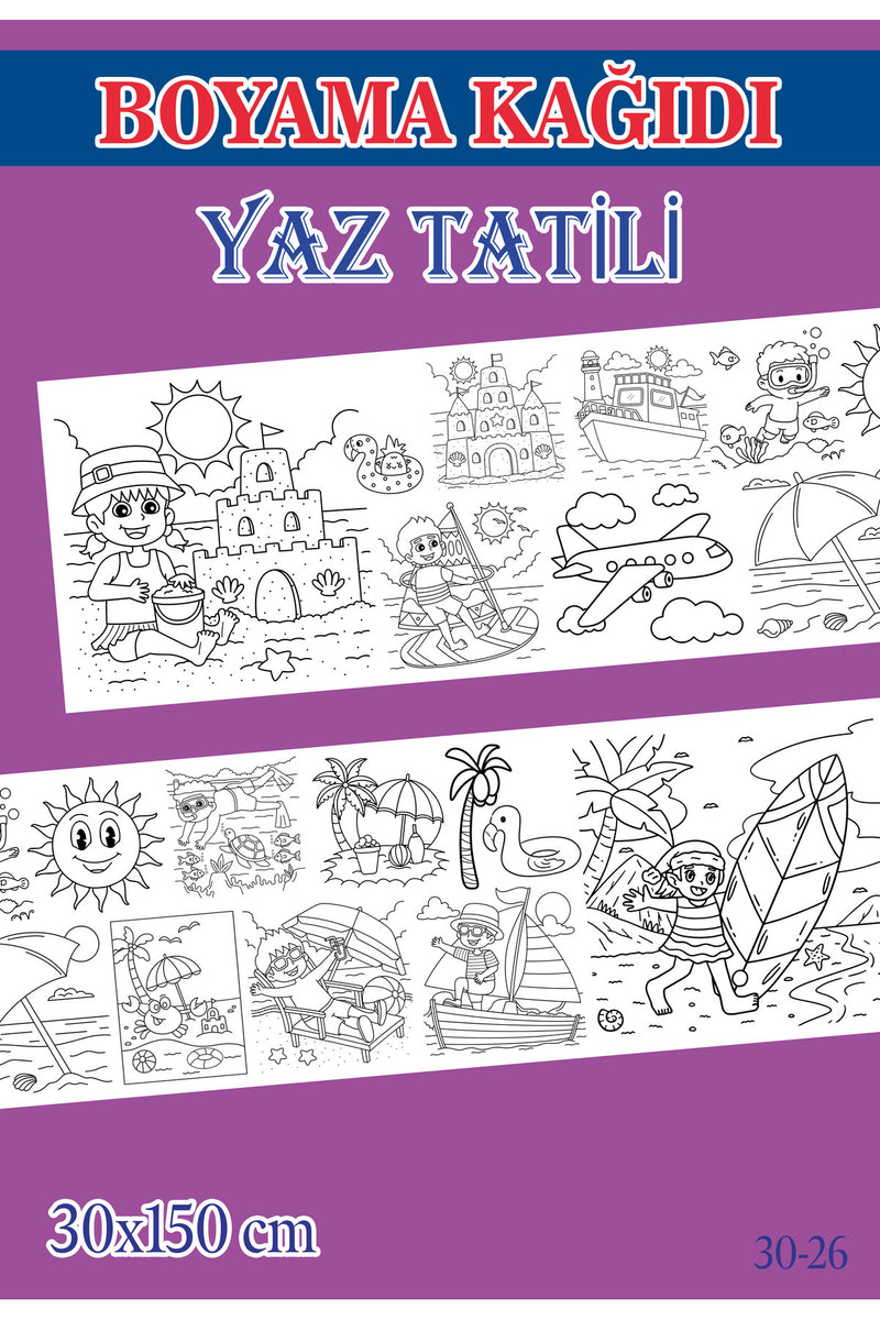 1,5 mt Yaz Tatili Tema Çocuk Aktivite Dev Boyama Kağıdı