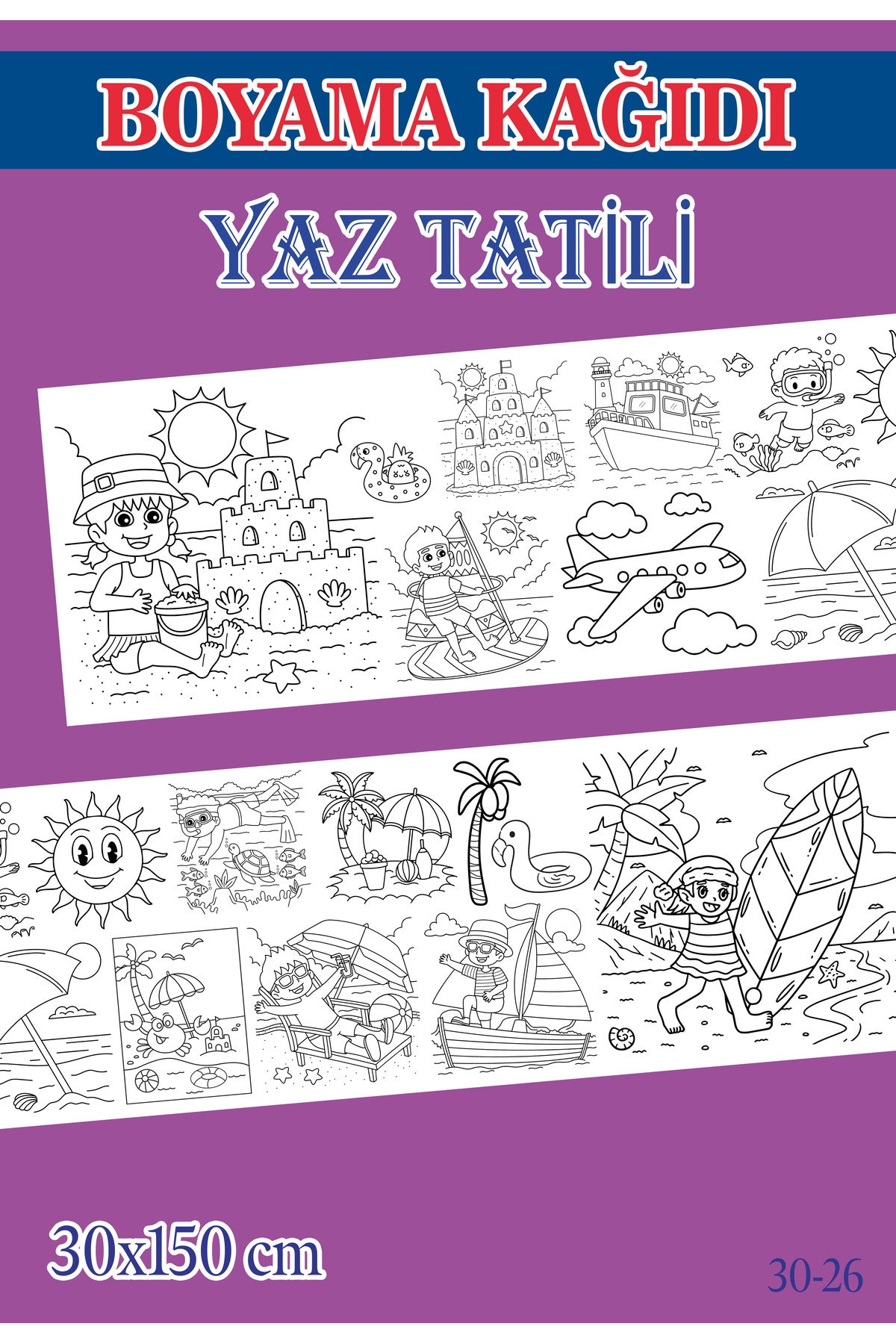 1,5 mt Yaz Tatili Tema Çocuk Aktivite Dev Boyama Kağıdı