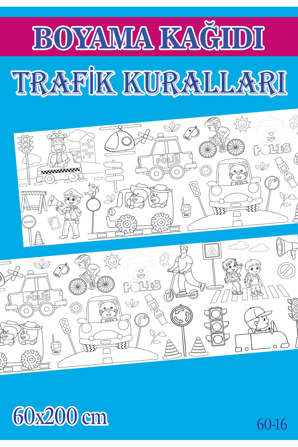 2 mt Trafik Kuralları Tema Çocuk Aktivite Dev Boyama Kağıdı
