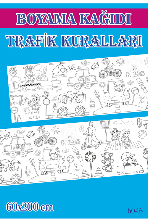 2 mt Trafik Kuralları Tema Çocuk Aktivite Dev Boyama Kağıdı