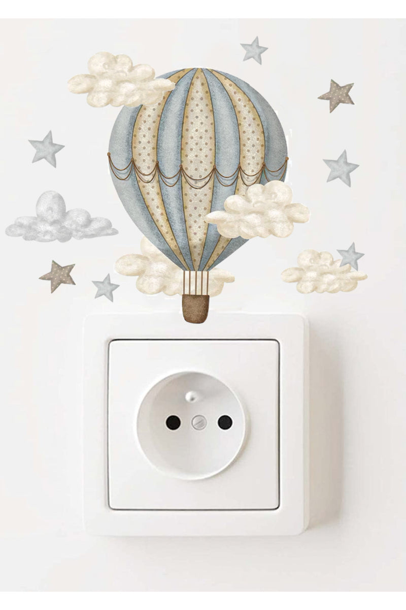 Priz - Retro Balon Bulutlar Çocuk Odası Dekoratif Priz Süsleme Sticker