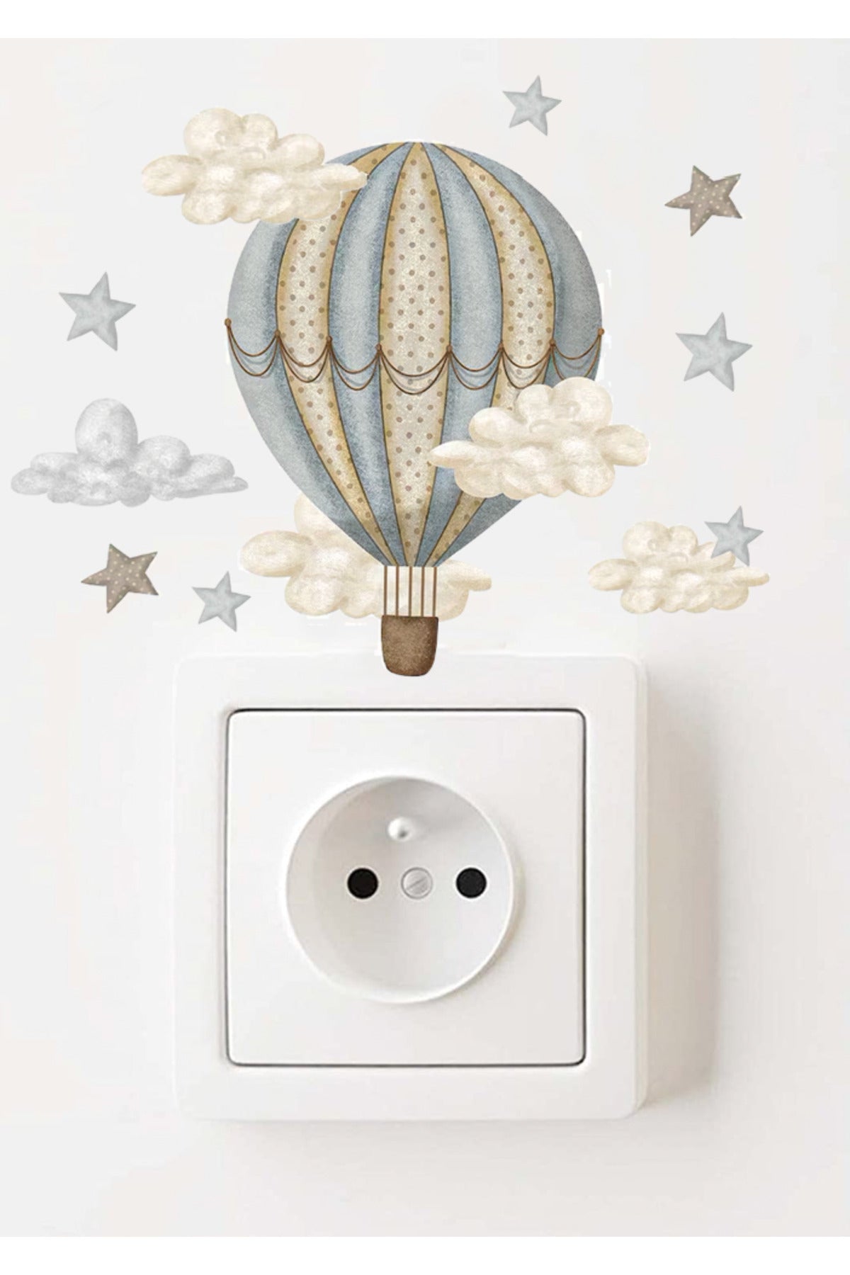 Priz - Retro Balon Bulutlar Çocuk Odası Dekoratif Priz Süsleme Sticker