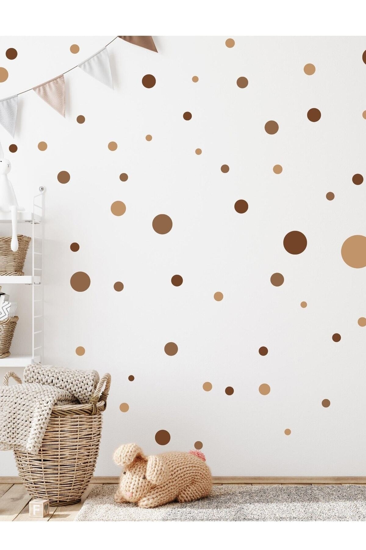 Dreamwallart Soft Kahverengi Tonlar Puantiye Set Renkli