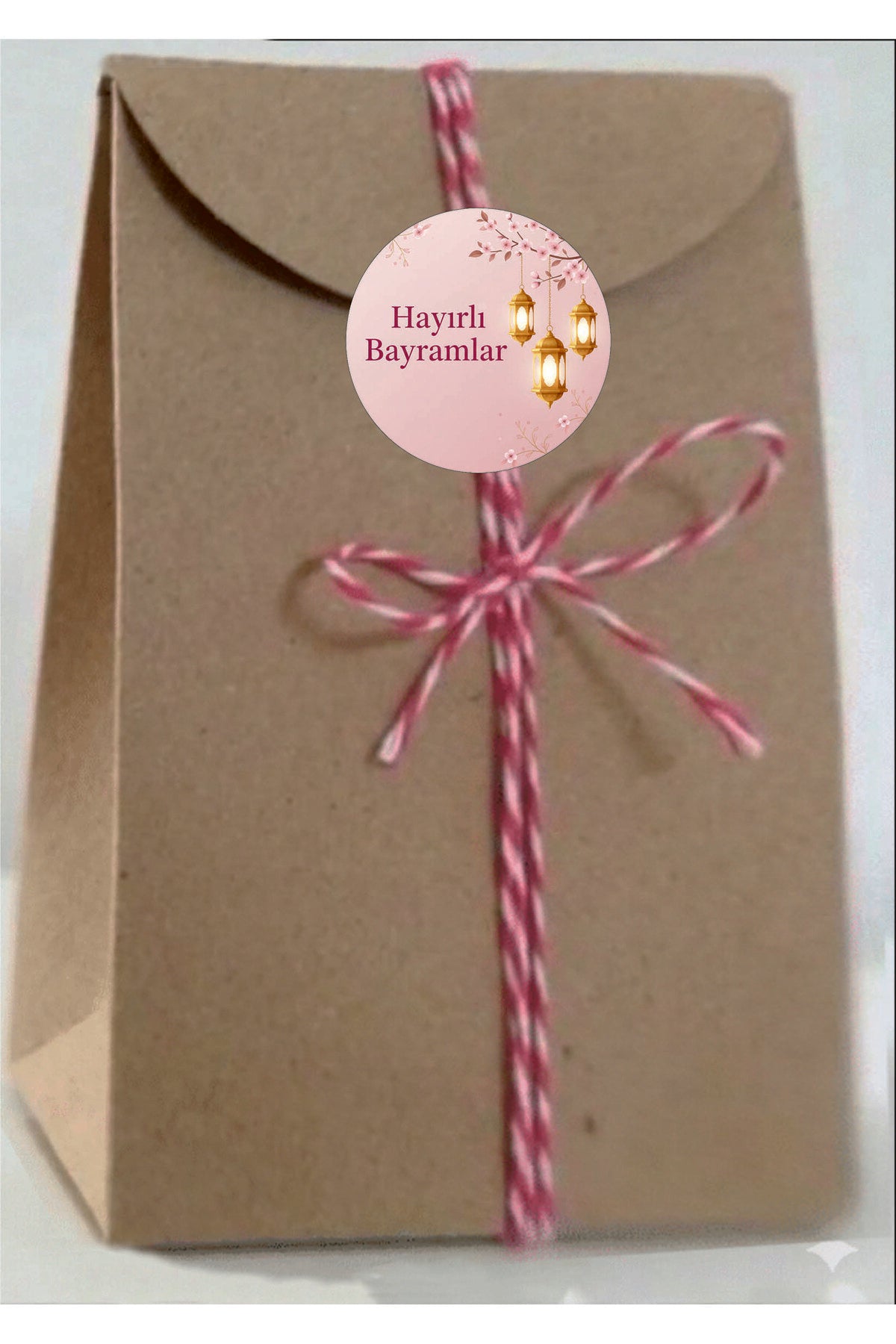 Hayırlı Bayramlar yazılı, Paketleme Kutularına Özel Tasarım Etiketler 4 cm Çapında 15 Adet Etiket