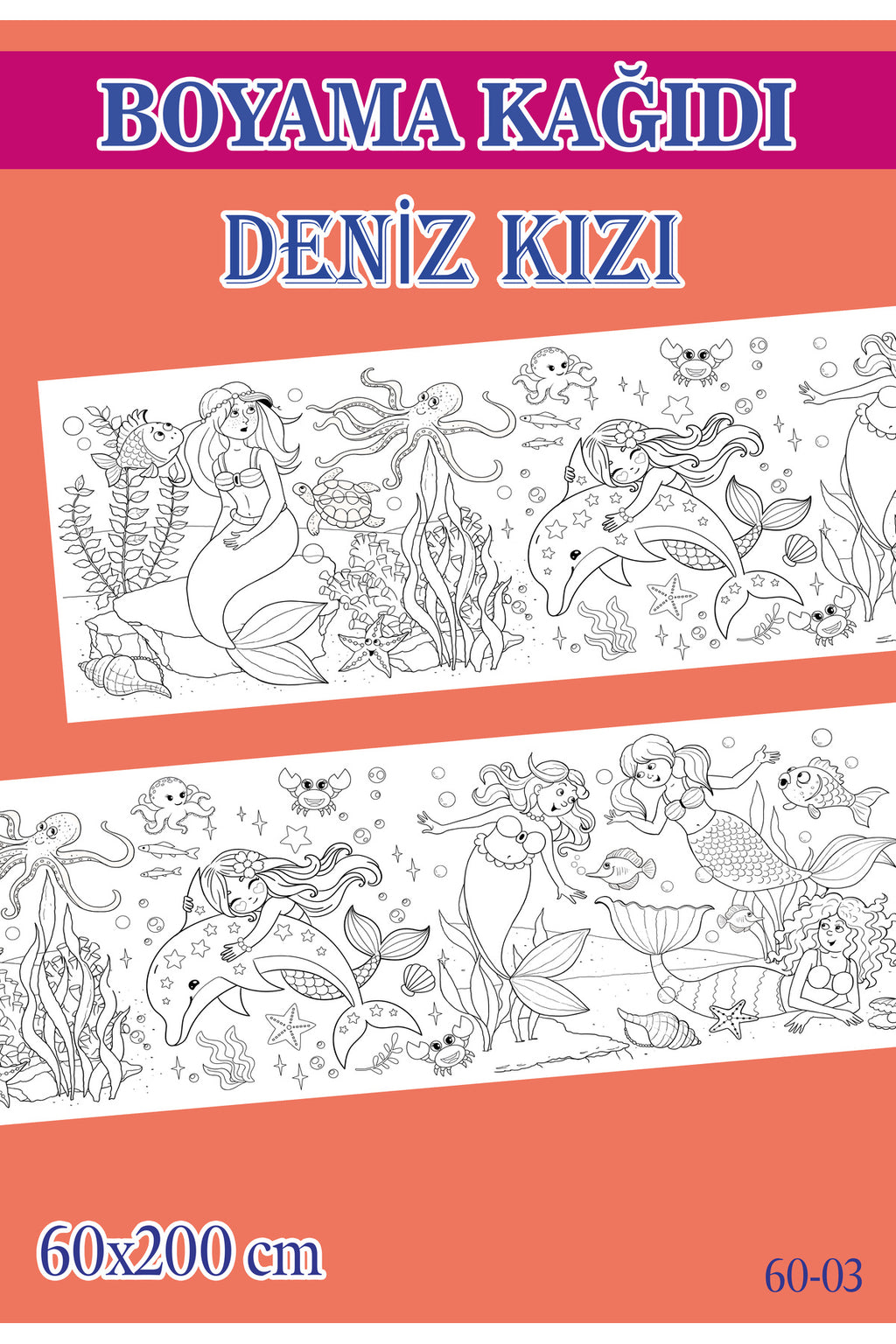 2 mt Deniz Kızı Tema Çocuk Aktivite Dev Boyama Kağıdı