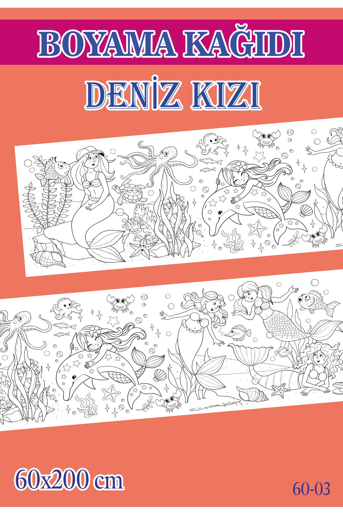 2 mt Deniz Kızı Tema Çocuk Aktivite Dev Boyama Kağıdı