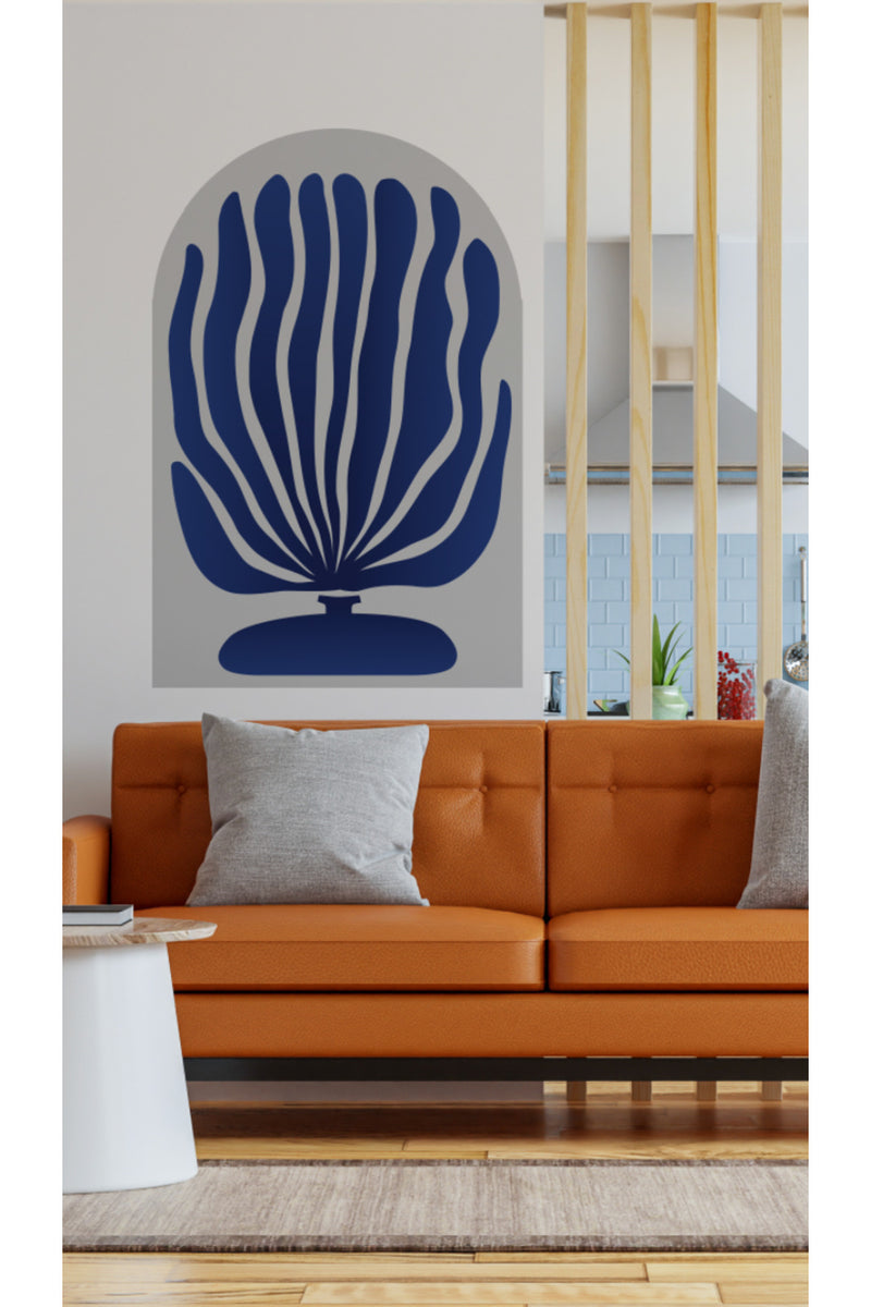 Bohem Mavi Yapraklar Arch Dekoratif Duvar Sticker