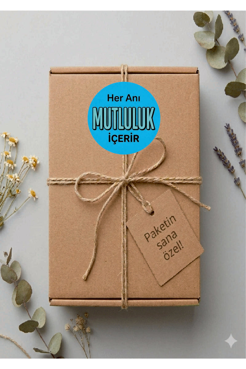 Paketleme Kutularına Özel Tasarım Etiketler 4 cm Çapında 15 Adet