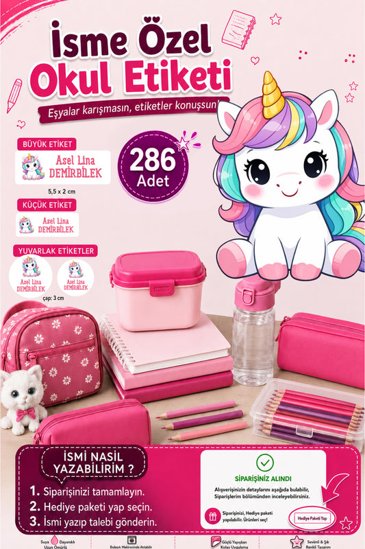 Unicorn School Label Pen Notebook Label Customizable Name Label 286 Name Labels