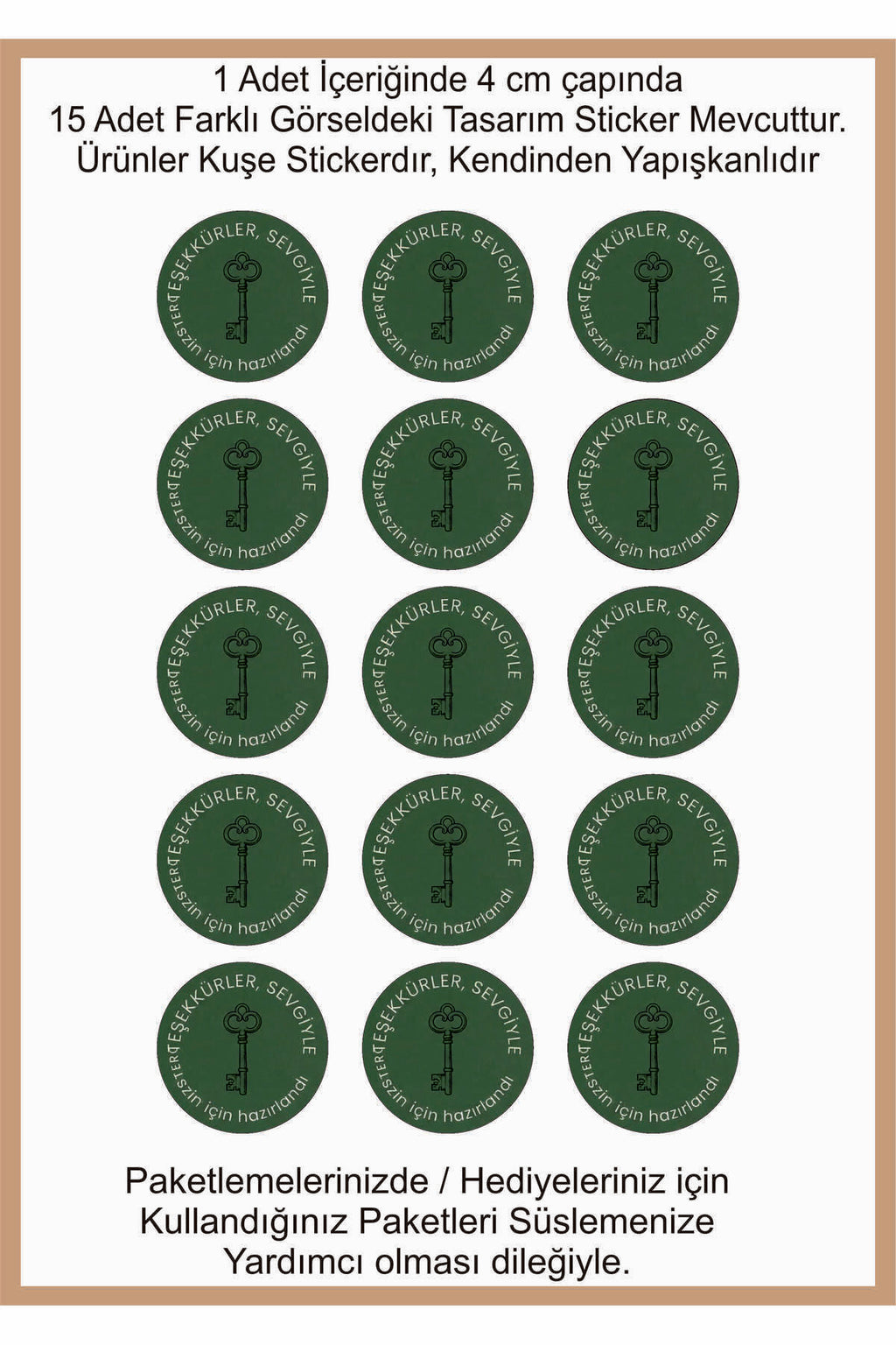 Paketlemeye özel 30 adet sticker, (farklı trend modeller ile mağazamızda kampanyalı olarak satışta)