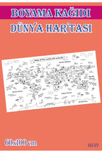 55x100 cm Dünya Haritası Çocuk Aktivite Dev Boyama Kağıdı