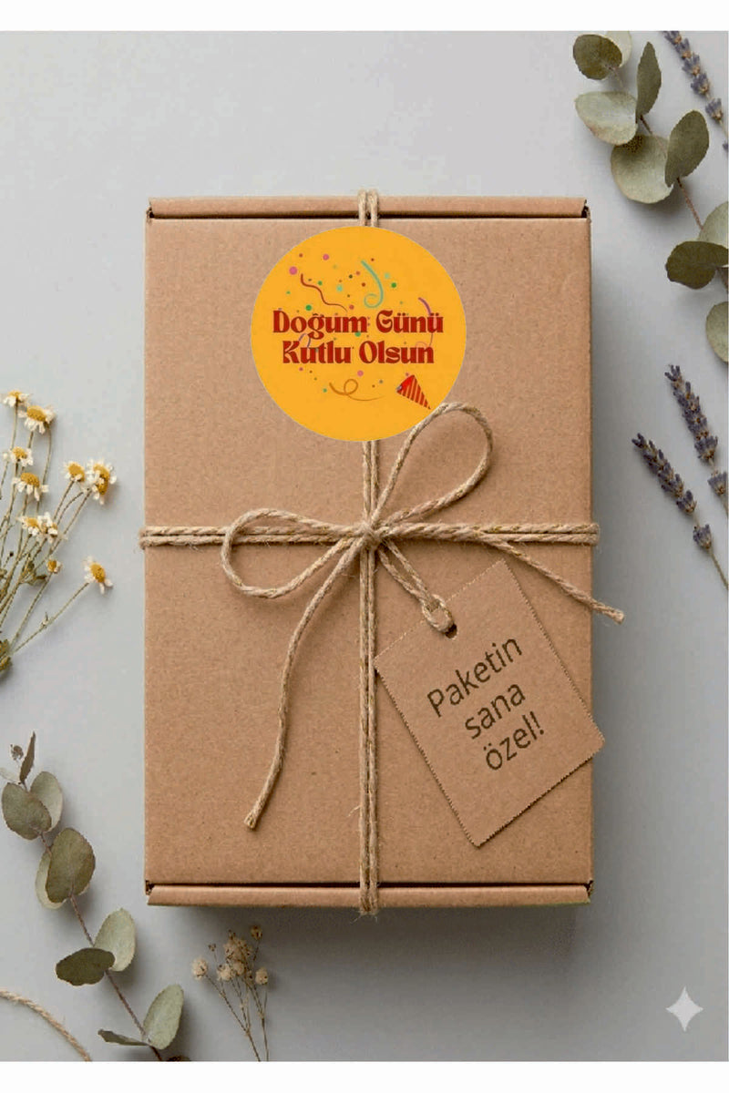Doğum Günü tebrik sticker seti, 4x4 cm 15 adet Etiket seti