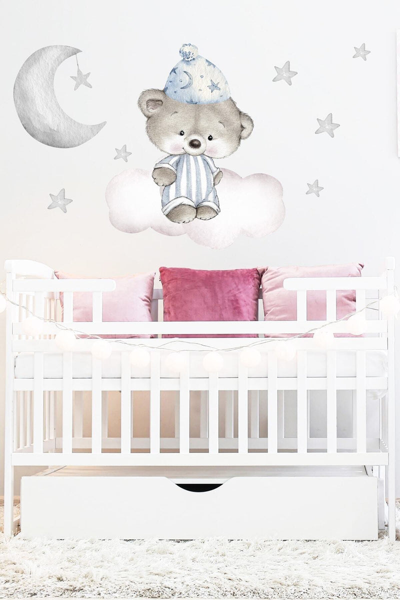 Uykucu Pijamalı Ayıcık Duvar Sticker Seti