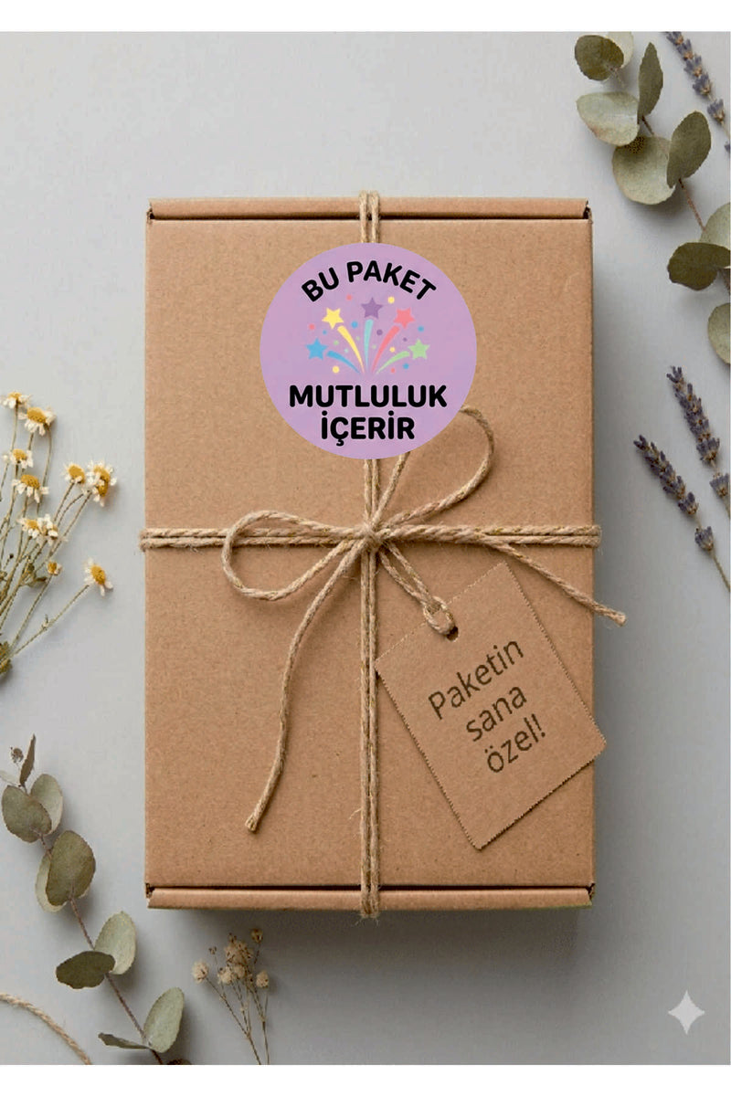 Paketleme Kutularına Özel Tasarım Etiketler 4 cm Çapında 15 Adet