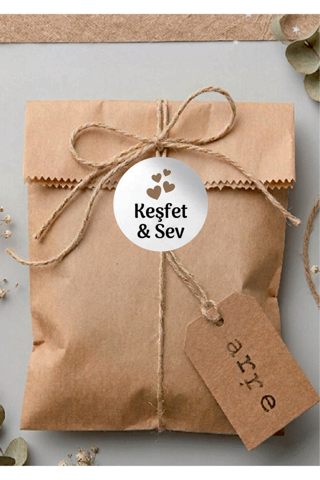 Paketleme Kutularına Özel Tasarım Etiketler 4 cm Çapında 15 Adet