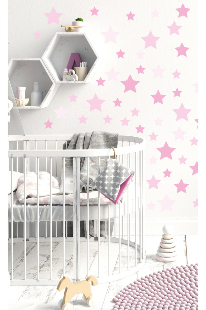 - Pembe Soft Renk Yıldızlar Çocuk Odası Dekoratif Duvar Sticker