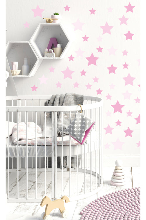 - Pembe Soft Renk Yıldızlar Çocuk Odası Dekoratif Duvar Sticker