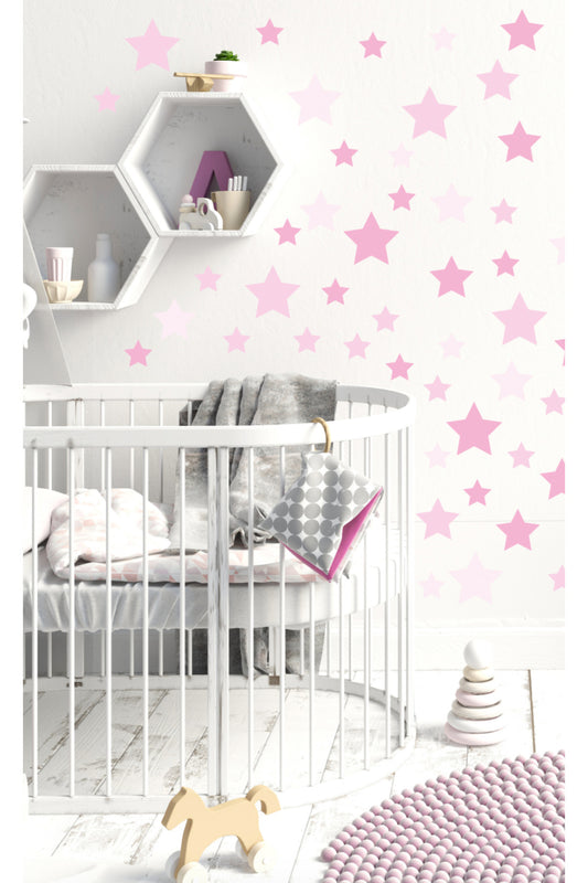 - Pembe Soft Renk Yıldızlar Çocuk Odası Dekoratif Duvar Sticker