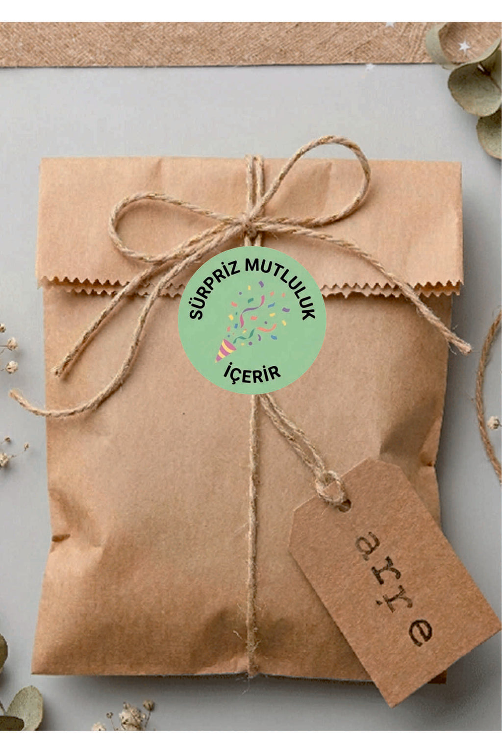 Paketleme Kutularına Özel Tasarım Etiketler 4 cm Çapında 15 Adet