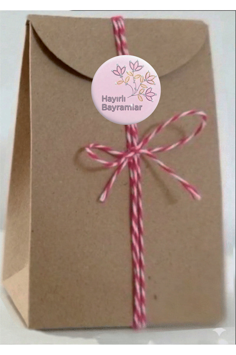 Hayırlı Bayramlar yazılı, Paketleme Kutularına Özel Tasarım Etiketler 4 cm Çapında 15 Adet Etiket