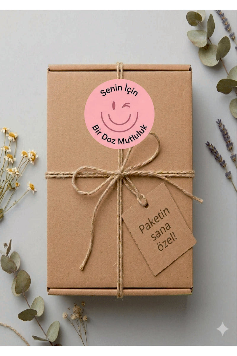 Paketleme Kutularına Özel Tasarım Etiketler 4 cm Çapında 15 Adet