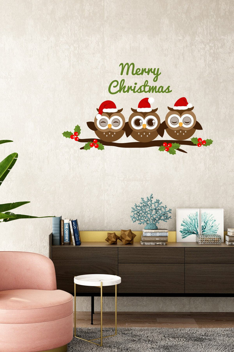 Baykuş Yılbaşı Temalı Duvar Sticker Seti