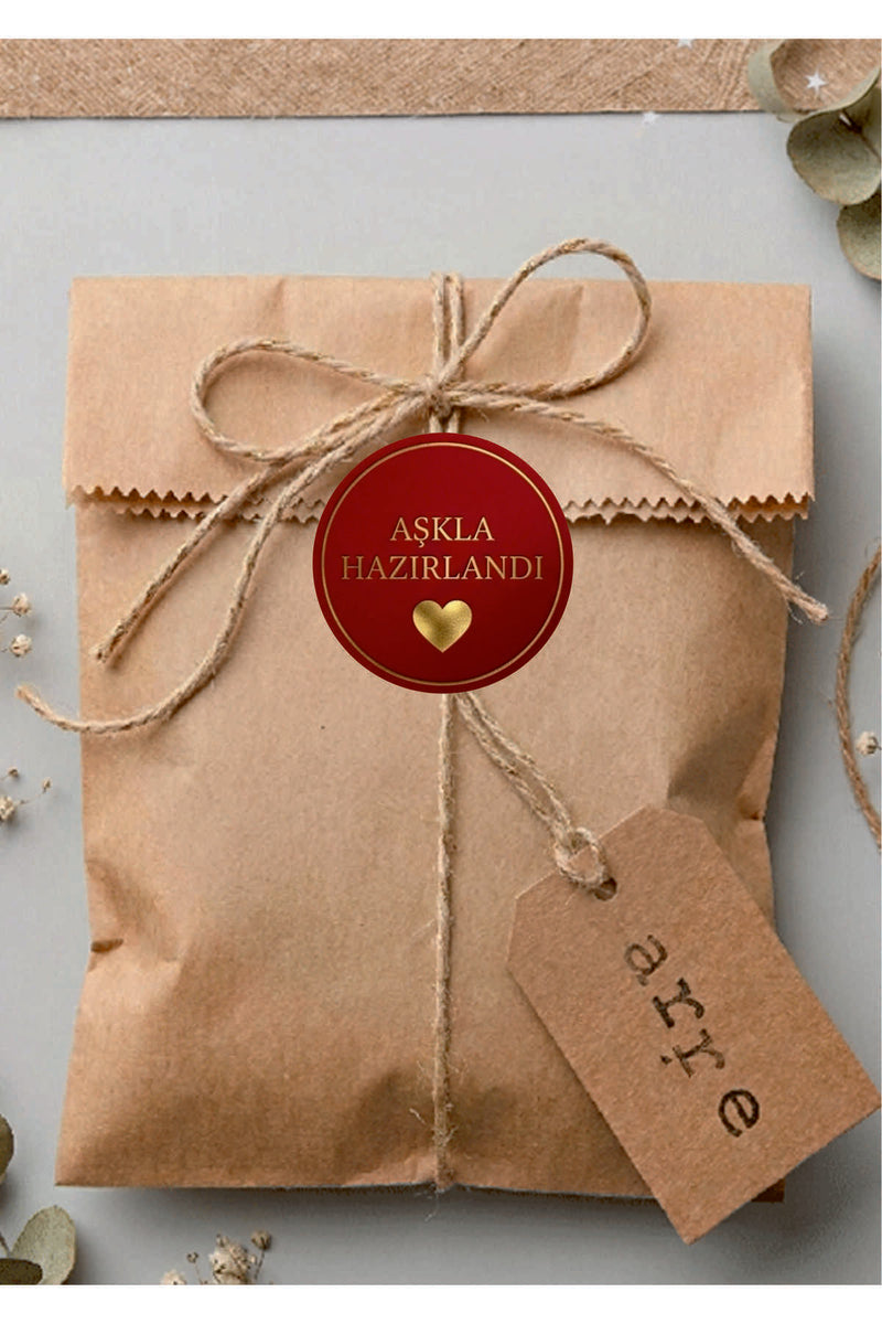 Paketleme Kutularına Özel Tasarım Etiketler 4 cm Çapında 15 Adet Sizin için sevgiyle hazırlandı