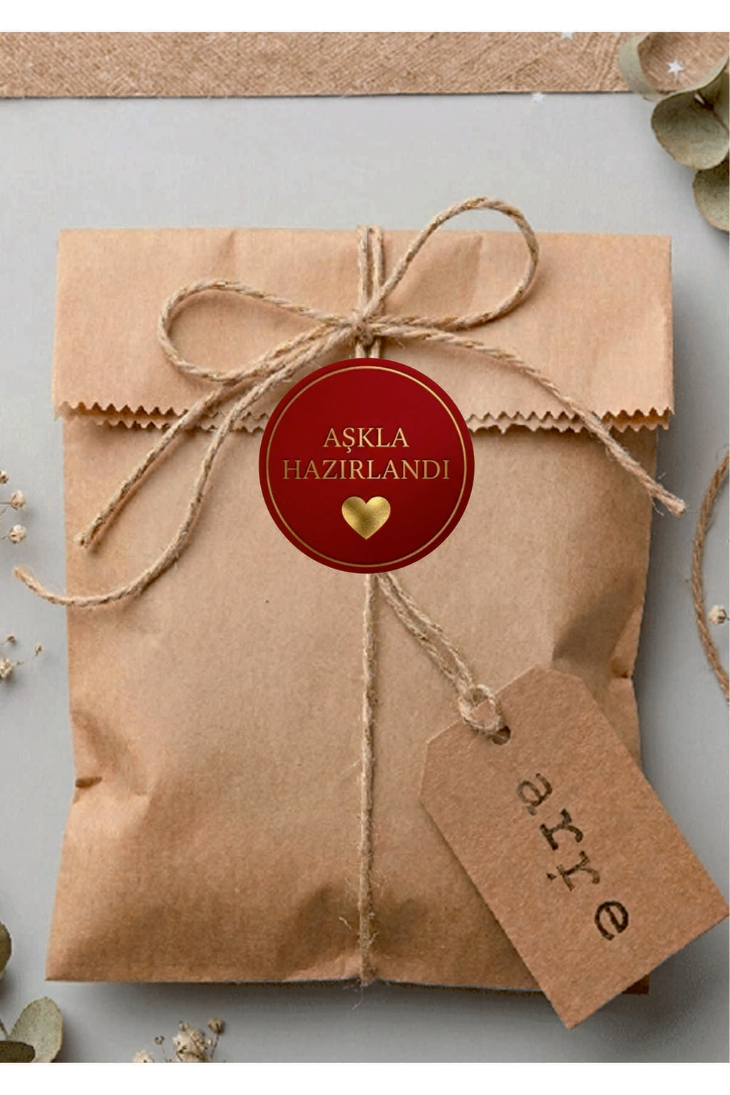 Paketleme Kutularına Özel Tasarım Etiketler 4 cm Çapında 15 Adet Sizin için sevgiyle hazırlandı