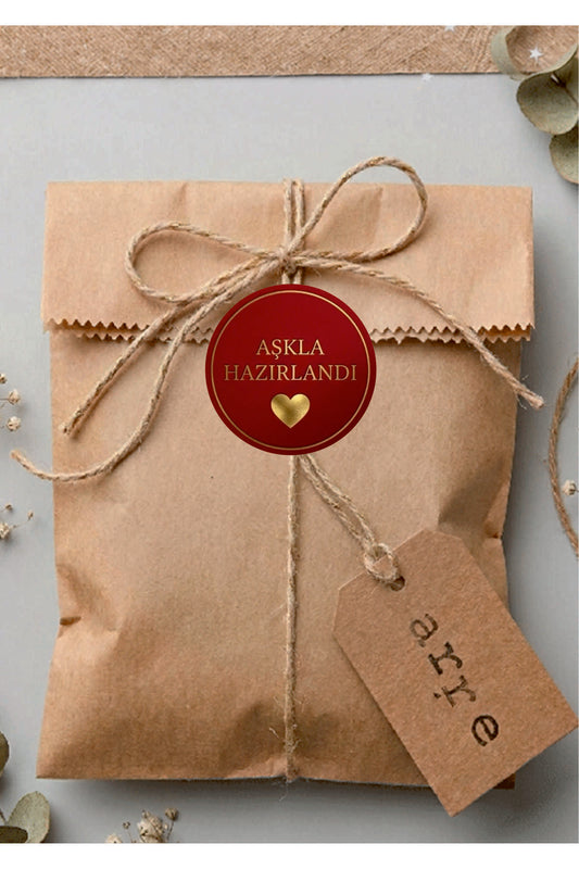 Paketleme Kutularına Özel Tasarım Etiketler 4 cm Çapında 15 Adet Sizin için sevgiyle hazırlandı