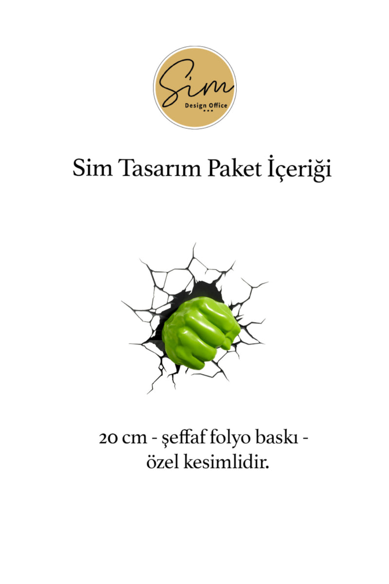 - Araba Dekor - Yeşil Dev Yumruk Çatlak Görünümlü - Dekoratif Sticker