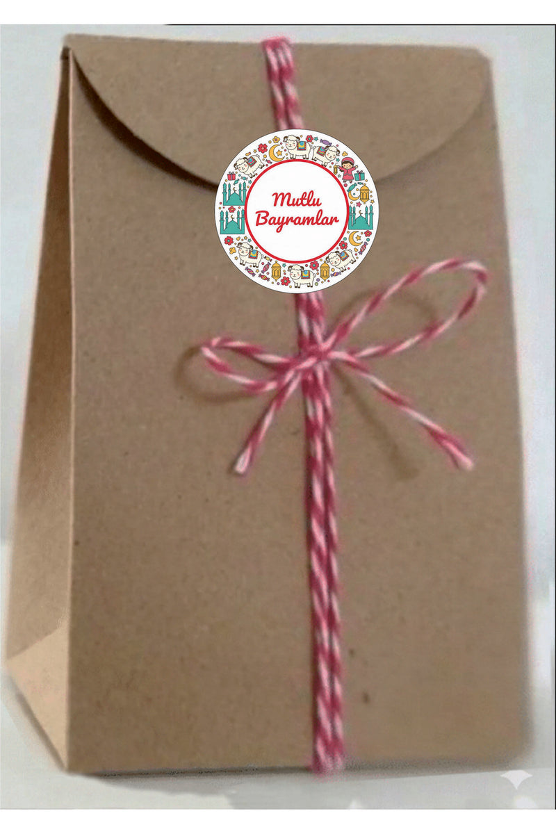 Mutlu Bayramlar yazılı, Paketleme Kutularına Özel Tasarım Etiketler 4 cm Çapında 15 Adet Etiket