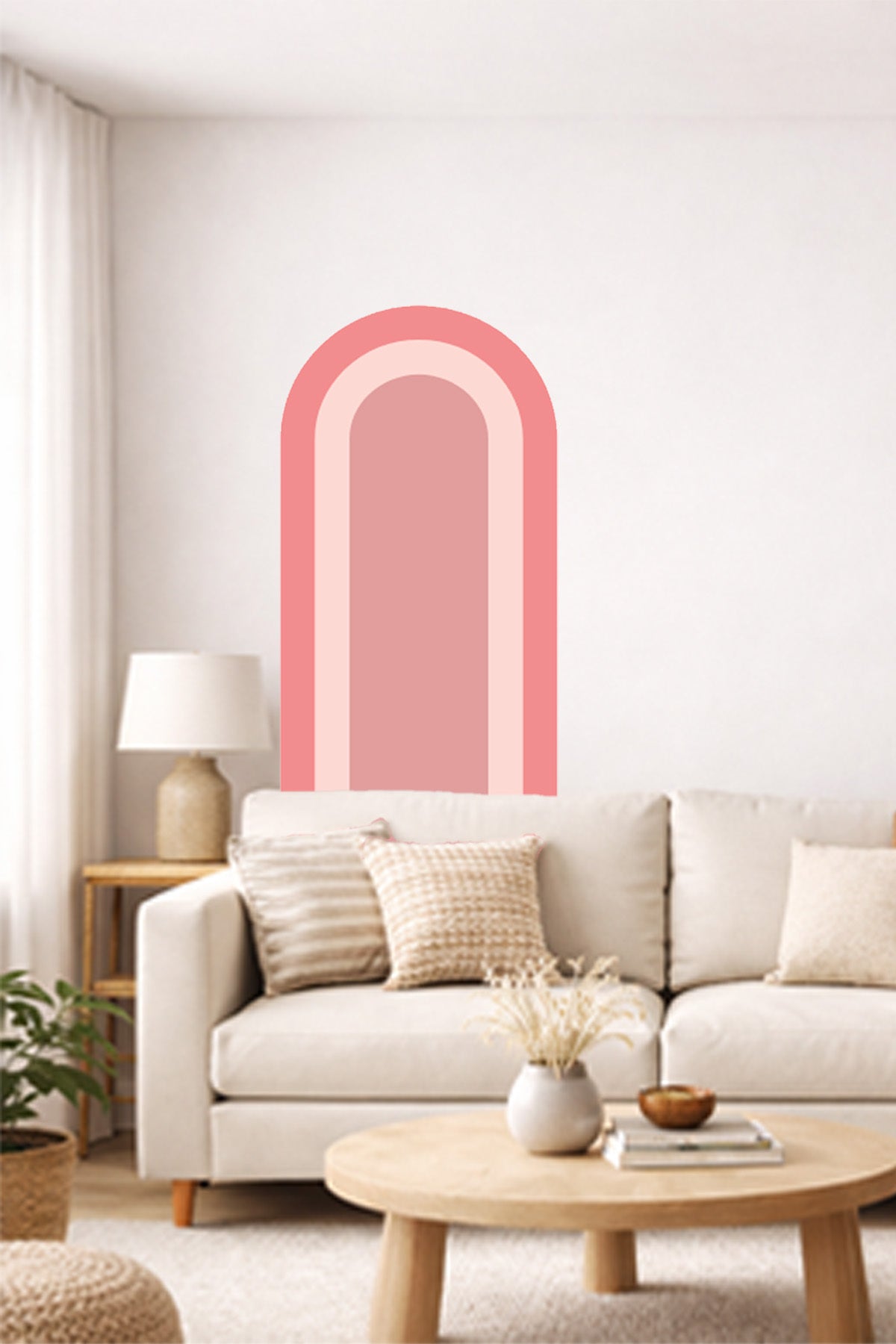 Bohem İç İçe Renkler Tarz Oval Duvar Sticker Seti