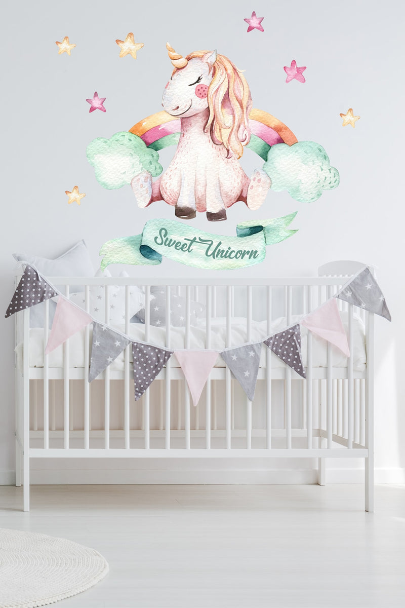 Yıldızlı Unicorn Duvar Sticker Seti