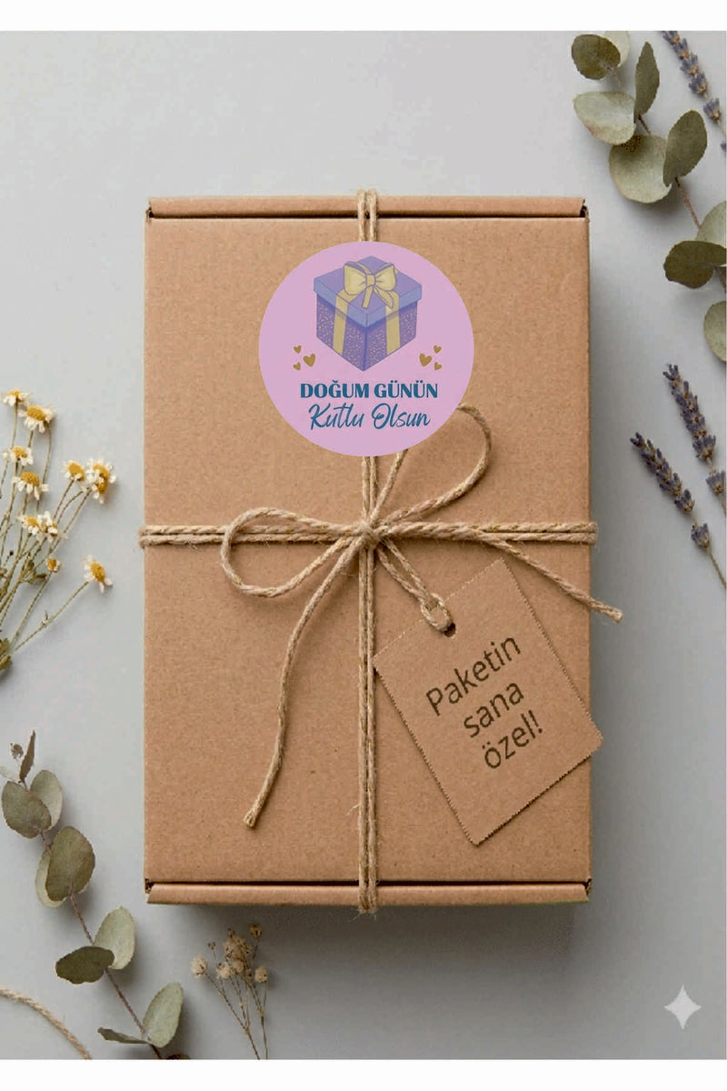 Doğum Günü tebrik sticker seti, 4x4 cm 15 adet Etiket seti