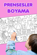 Boyama Prensesler ve Şovalyeler Eğlenceli Tatil Etkinlik Aktivite Dev Boyama Kağıdı