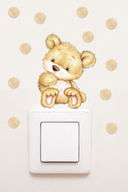 - Priz - Sevimli Bebek Ayıcık Ve Puantiyeler Çocuk Odası Dekoratif Priz Sticker - Sim777