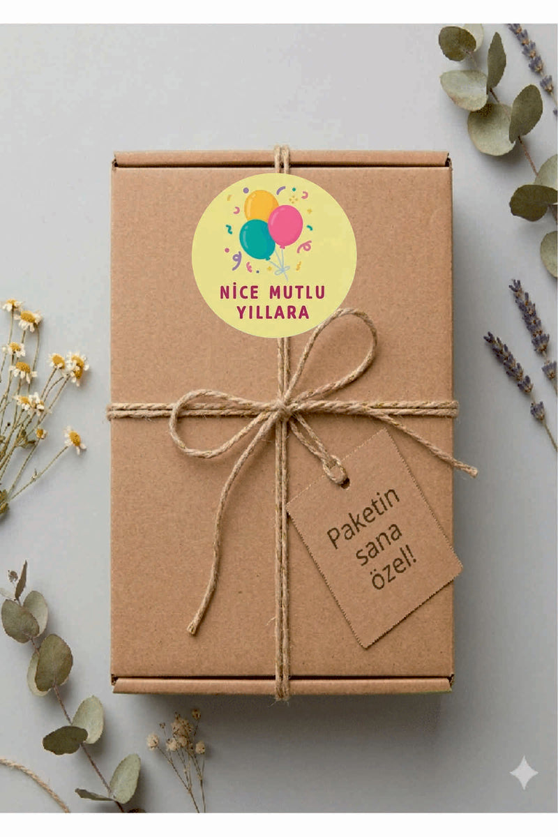 Doğum Günü tebrik sticker seti, 4x4 cm 15 adet Etiket seti