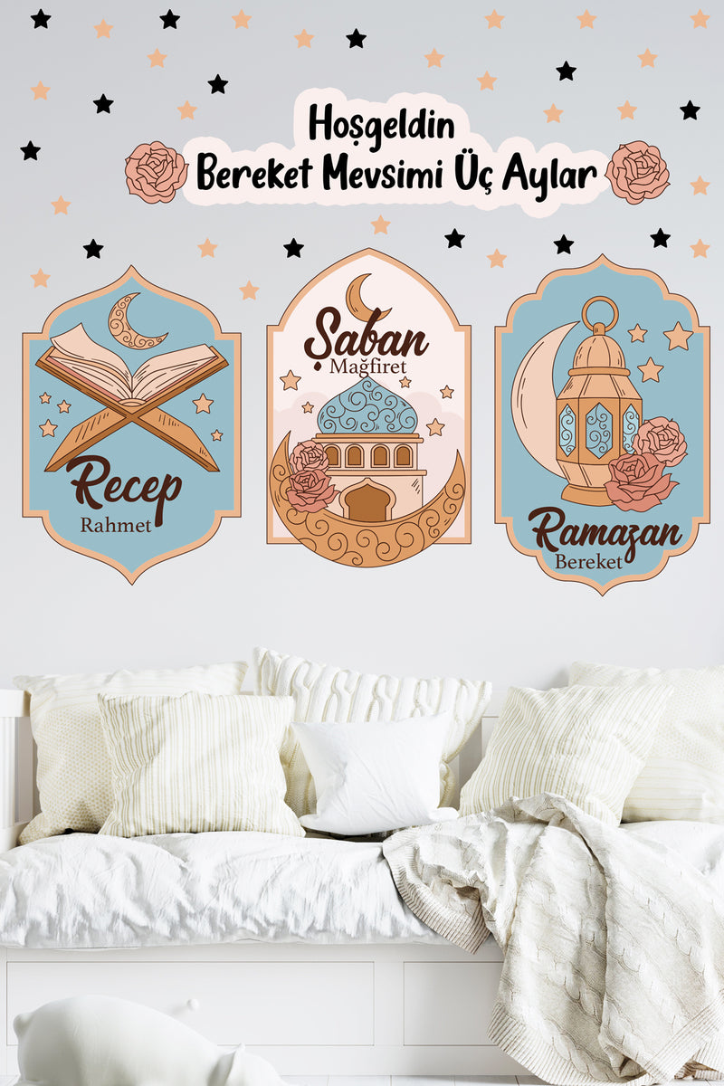 - Ramazan Üç Aylar Bereket Mevsimi Recep Şaban Ramazan Cam Kapı Duvar Sticker