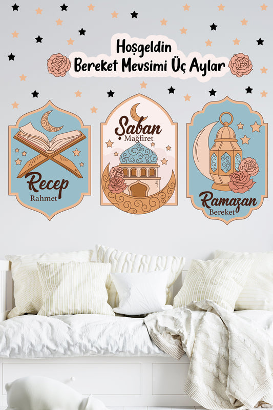 - Ramazan Üç Aylar Bereket Mevsimi Recep Şaban Ramazan Cam Kapı Duvar Sticker